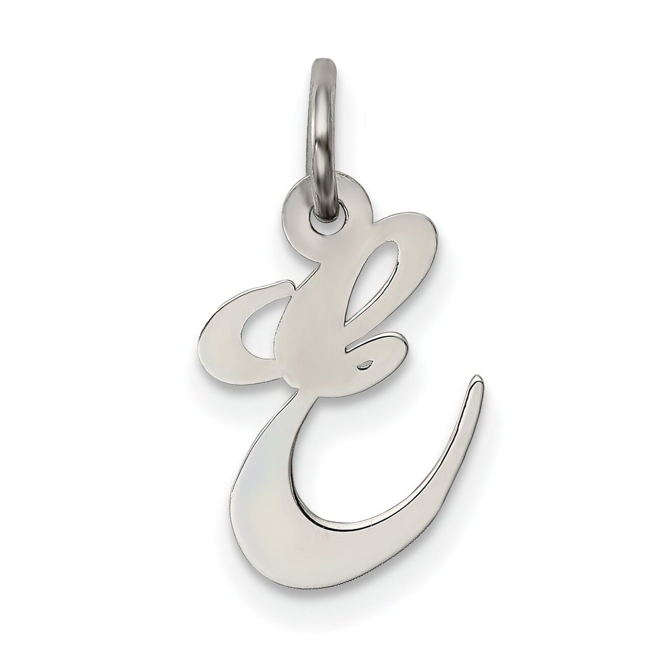 Sterling Silver Small Script Initial Letter E Charm Jewerly 16mm x 10mm